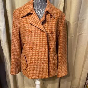 Beautiful Fully Lined  Houndstooth Double-Breasted Women's Car Coat
